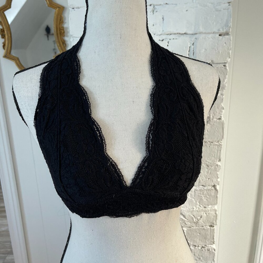 Black Lace Women's Halter Top Bra (S)